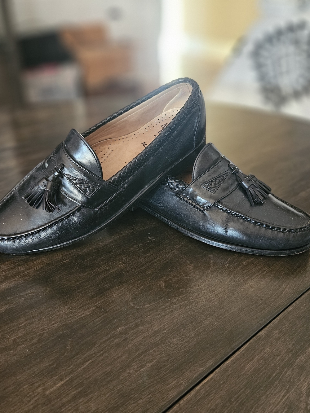 Allen Edmonds Black Leather Tassel Penny Loafers